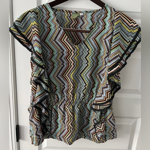 urban nomad Tops - URBAN NOMAD Boho BLOUSE -Size S/M- Ruffle Sides Earthbound Trading Top EUC